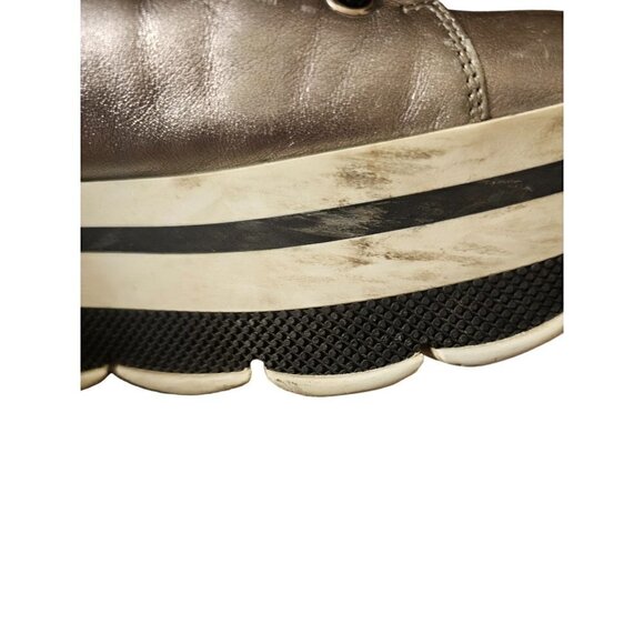 Prada Platform Silver Metallic Sport Leather Sneaker Shoes SZ 37 - Picture 9 of 13